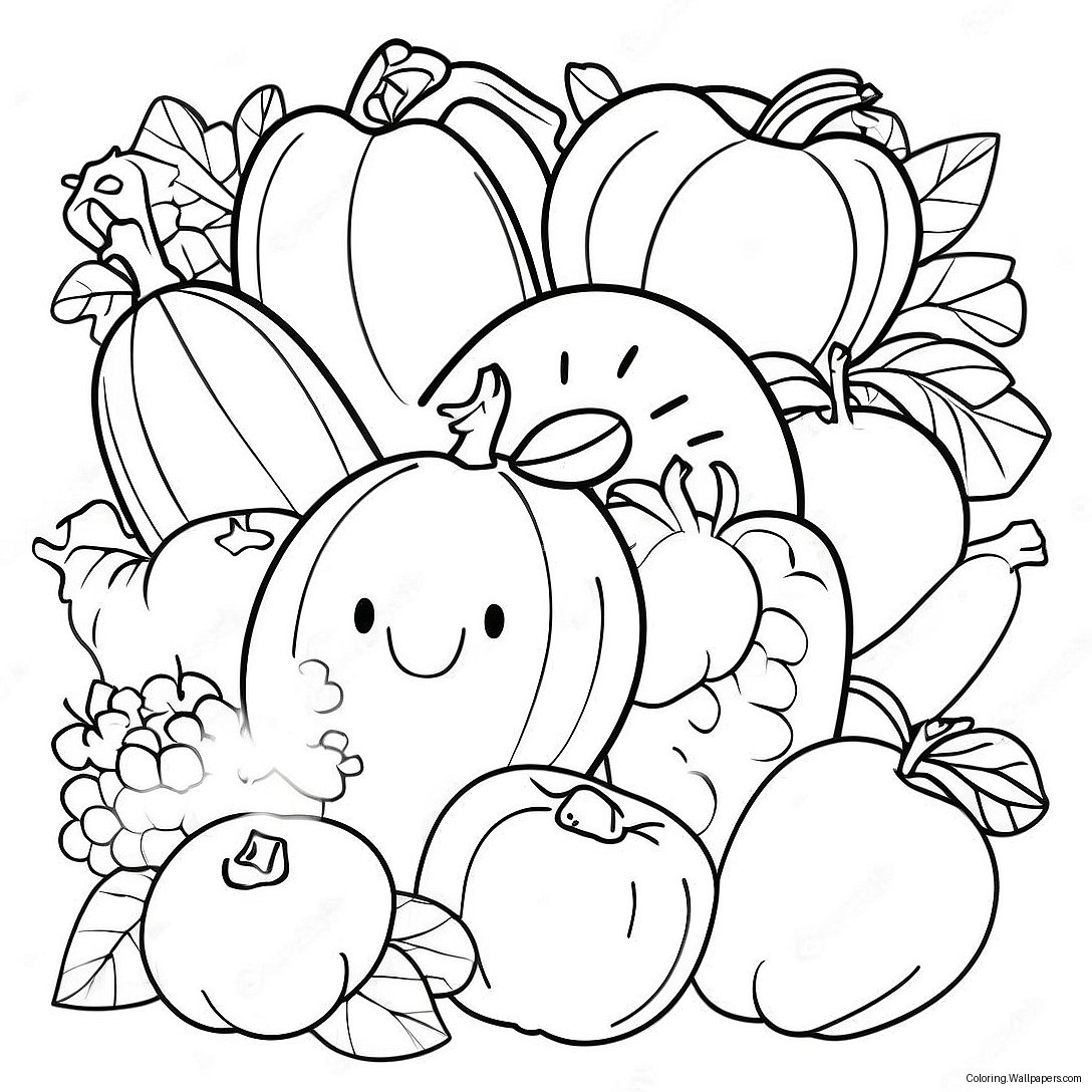 Colorful Fruits And Vegetables Coloring Page 46416