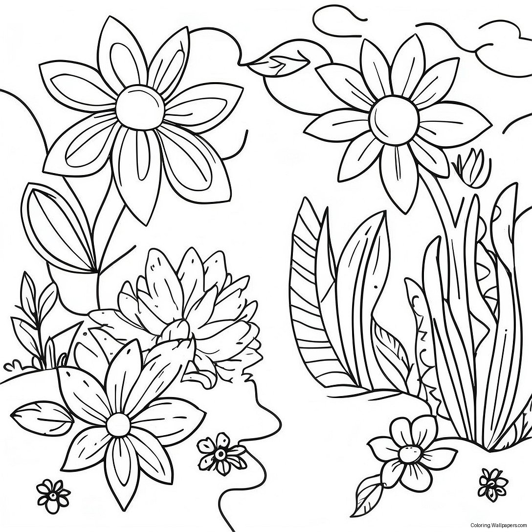 Colorful Garden Of Growth Coloring Page 34250