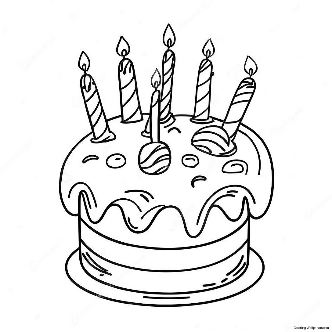 Colorful Happy 13th Birthday Cake Coloring Page 54120