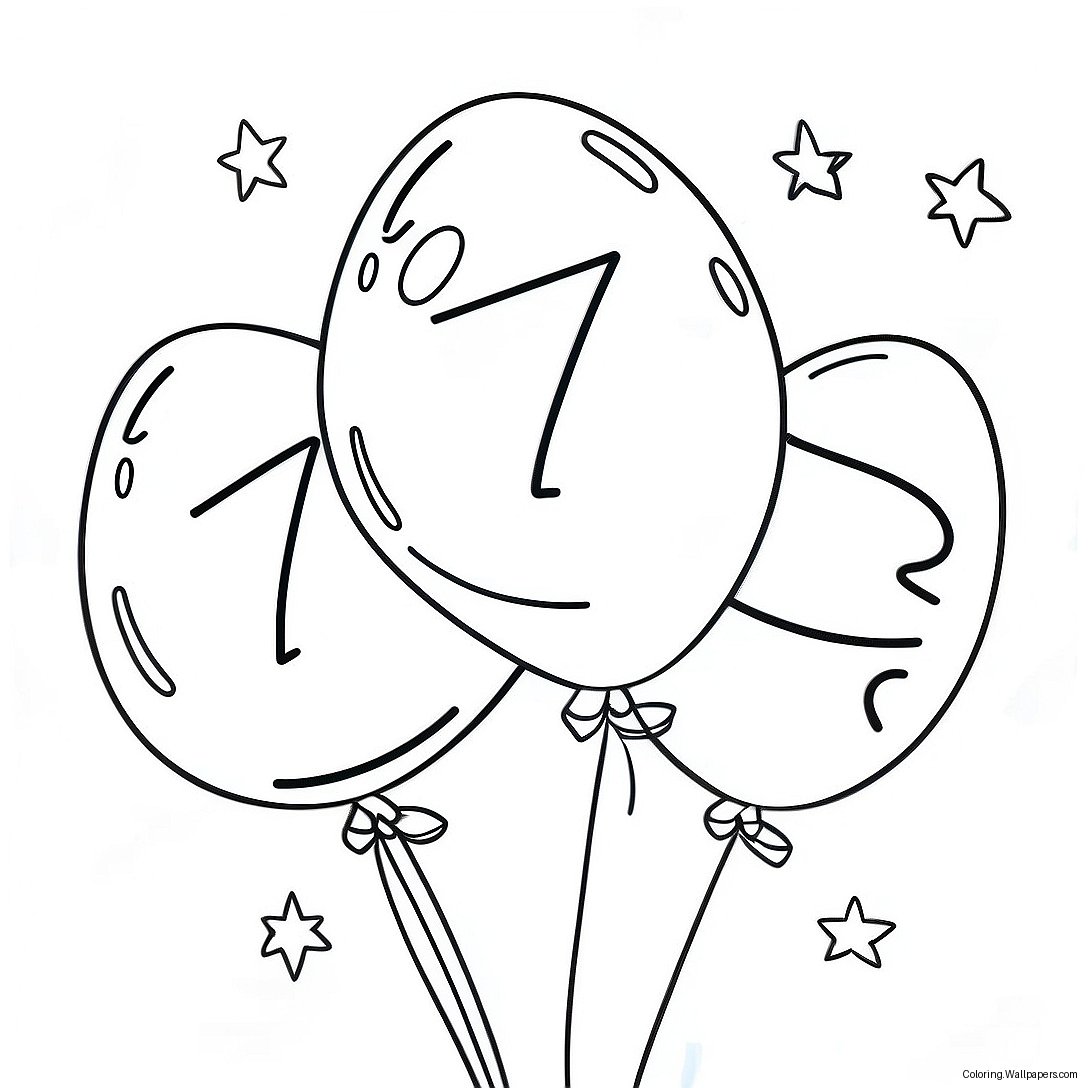 Colorful Happy 7th Birthday Balloons Coloring Page 43867