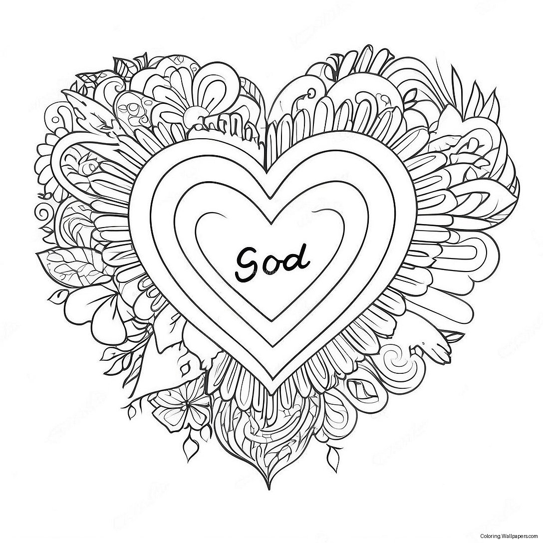 Colorful Heart With God Is Love Coloring Page 28294