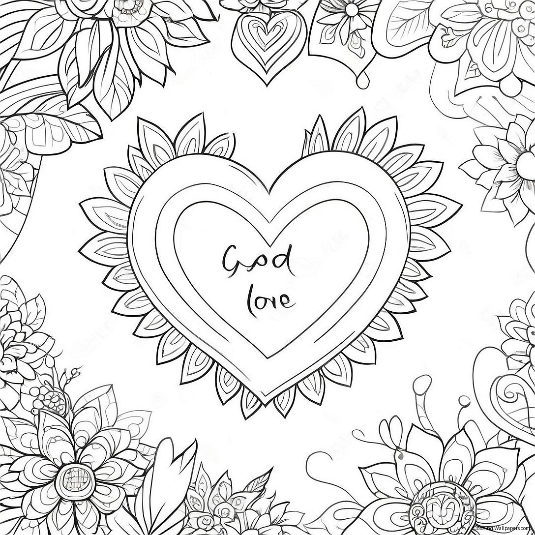 Colorful Heart With God Is Love Coloring Page 28295