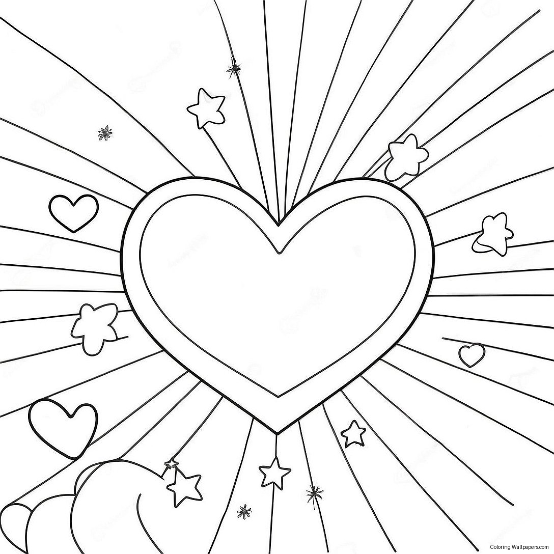 Colorful Hearts And Shining Stars Coloring Page 25454