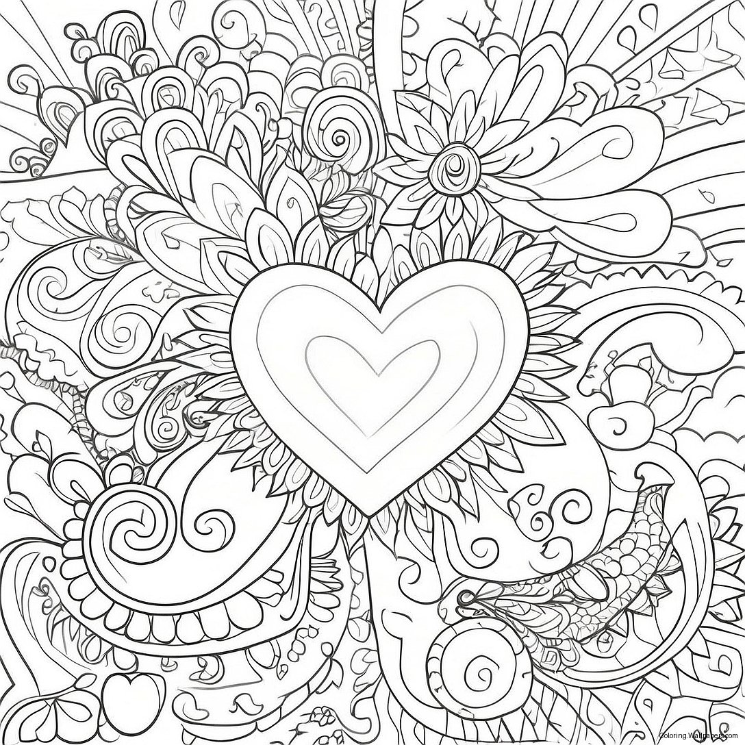 Colorful Heartspring Doodles Coloring Page 49063