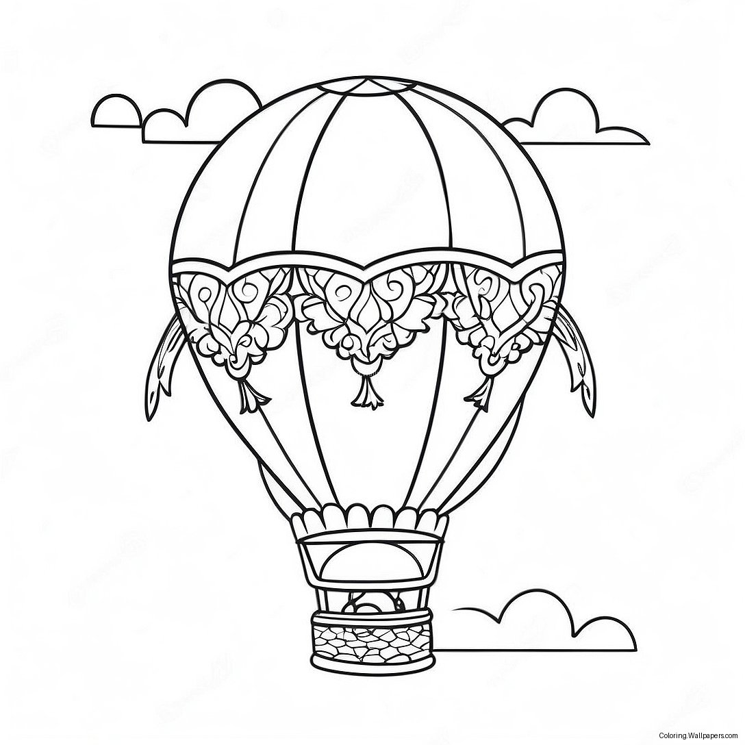 Colorful Hot Air Balloon Journey Coloring Page 8926