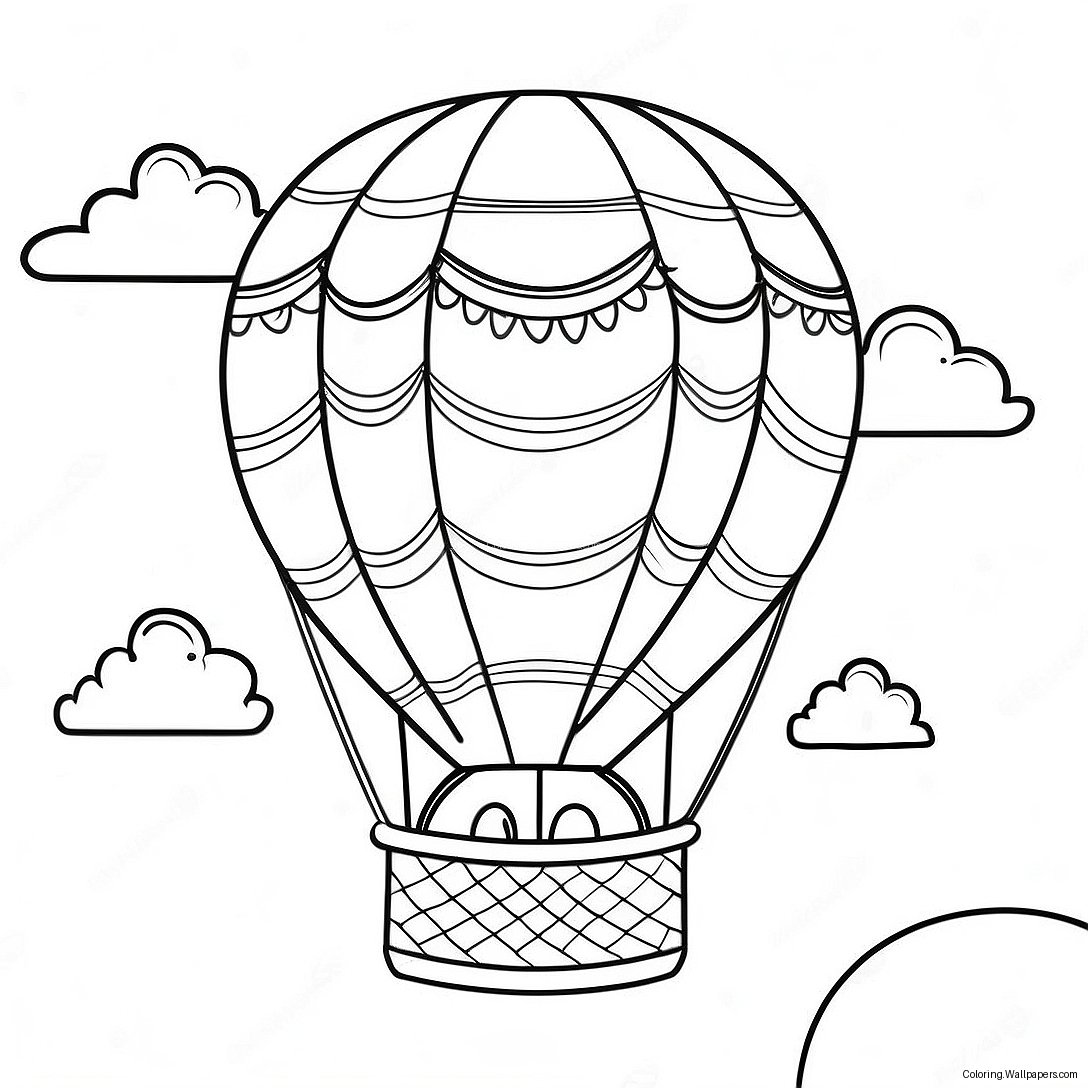 Colorful Hot Air Balloon Journey Coloring Page 8927