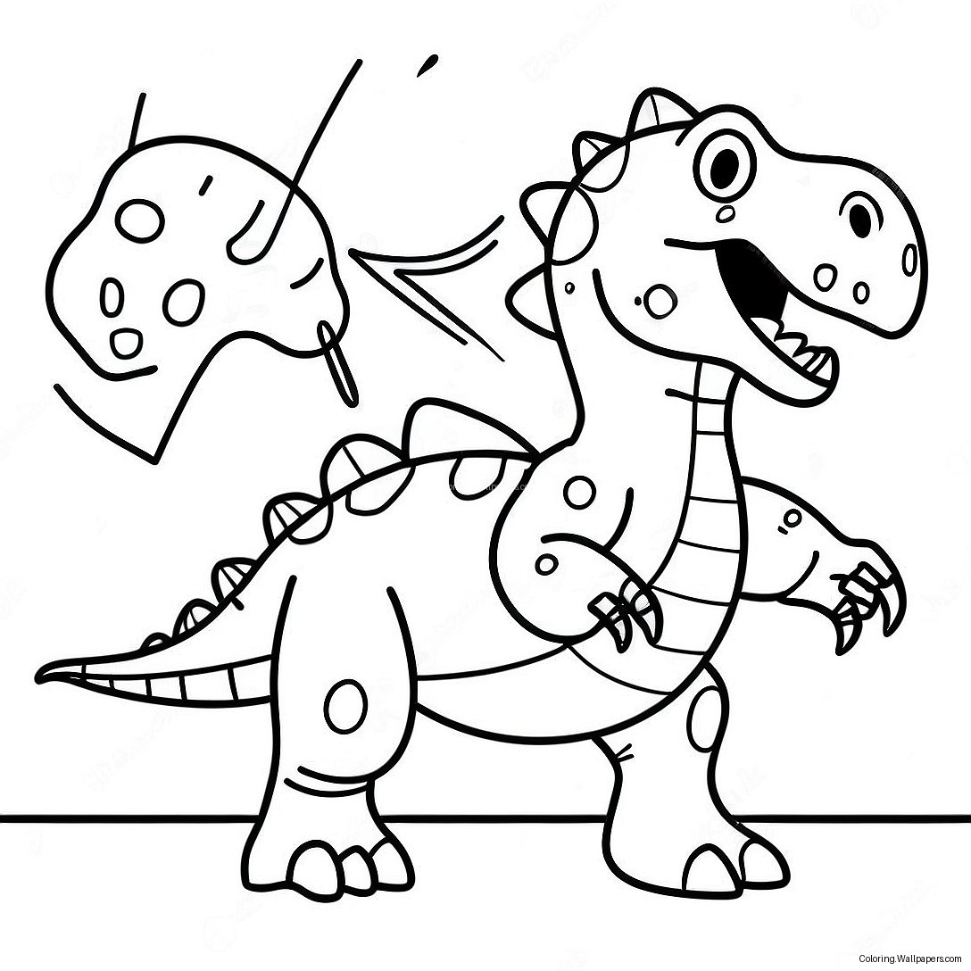 Colorful Hybrid Dinosaur Battle Coloring Page 41042