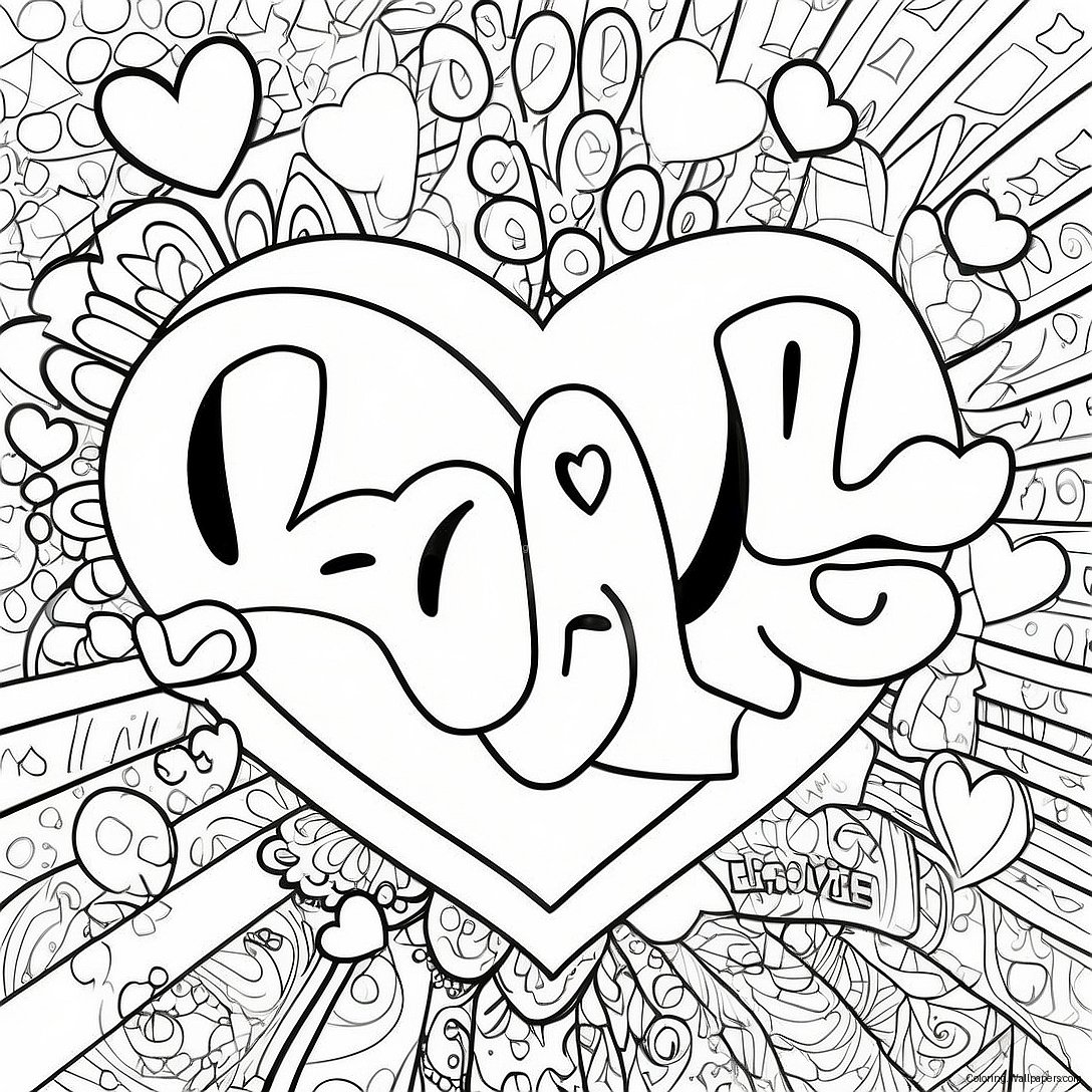 Colorful I Love You Graffiti Wall Coloring Page 48443