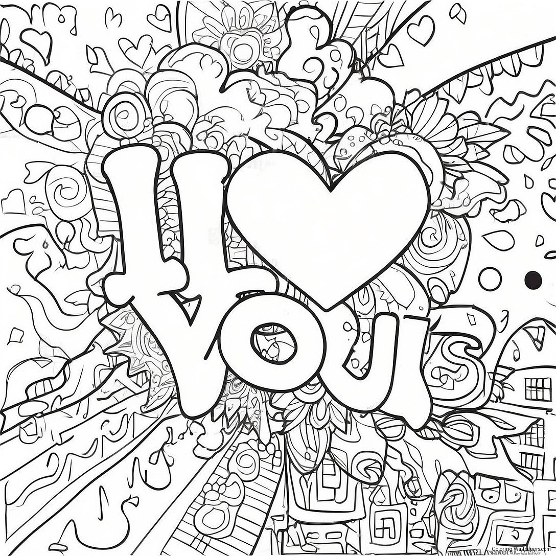 Colorful I Love You Graffiti Wall Coloring Page 48444