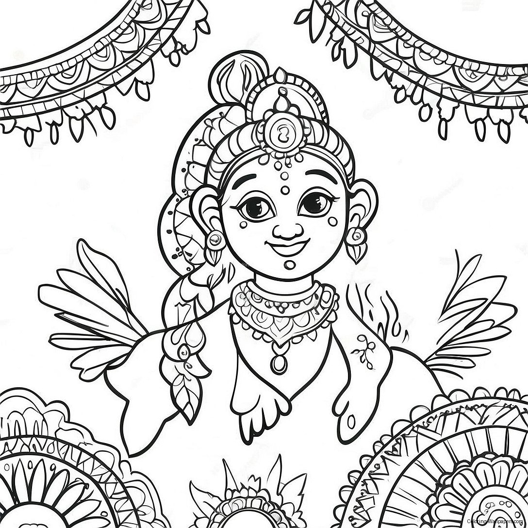 Colorful Indian Festival Celebration Coloring Page 8490