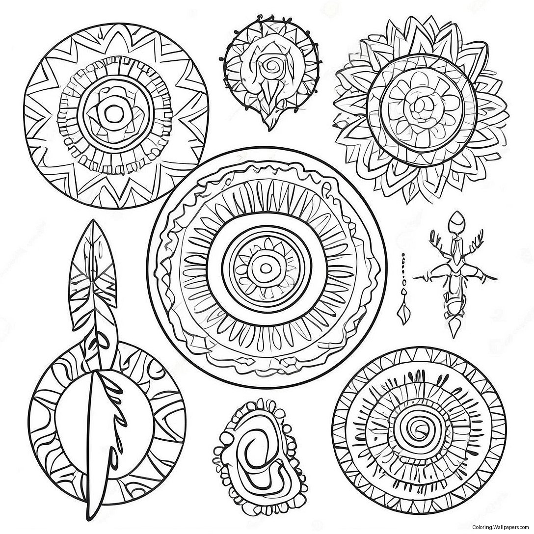 Colorful Indigenous Symbols Coloring Page 17078