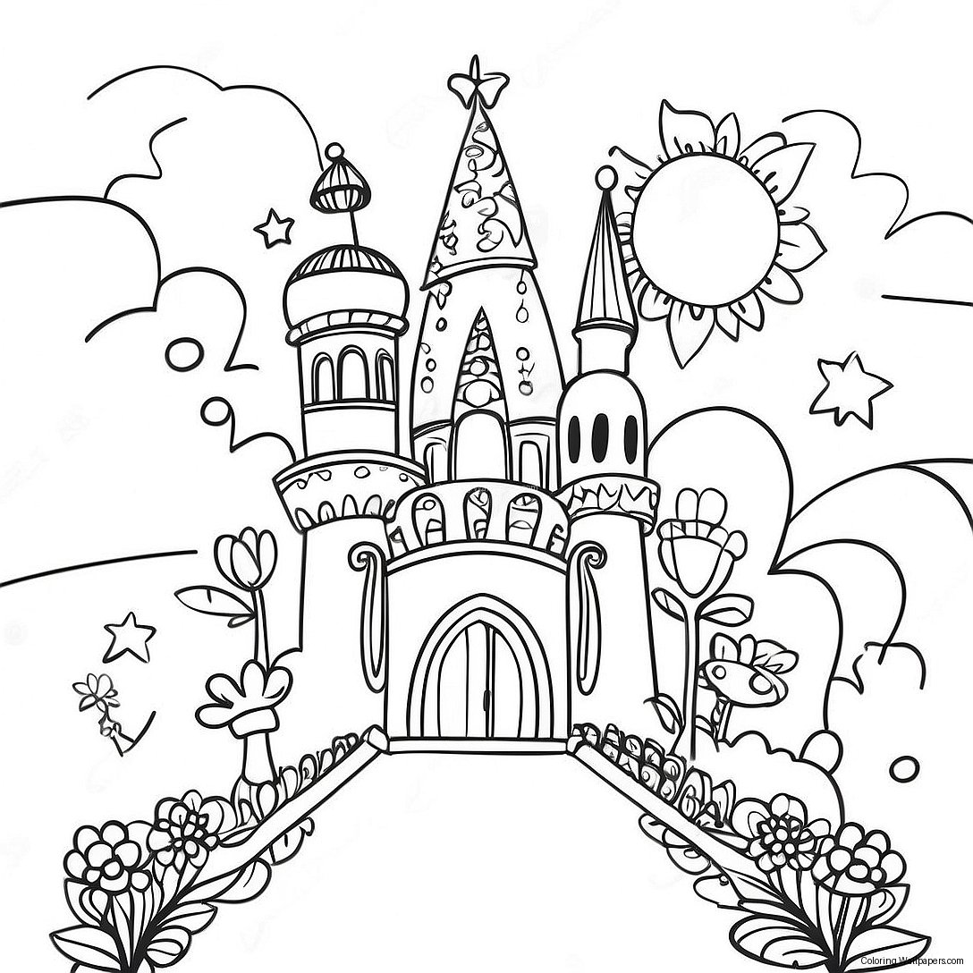 Colorful It's A Small World Scene Coloring Page 34787