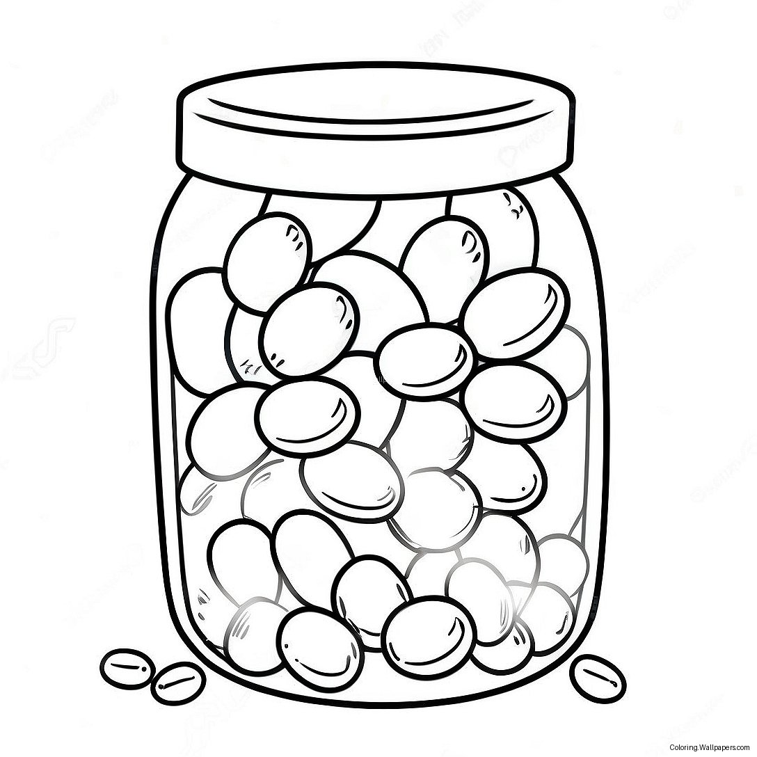 Colorful Jelly Beans In A Jar Coloring Page 53536