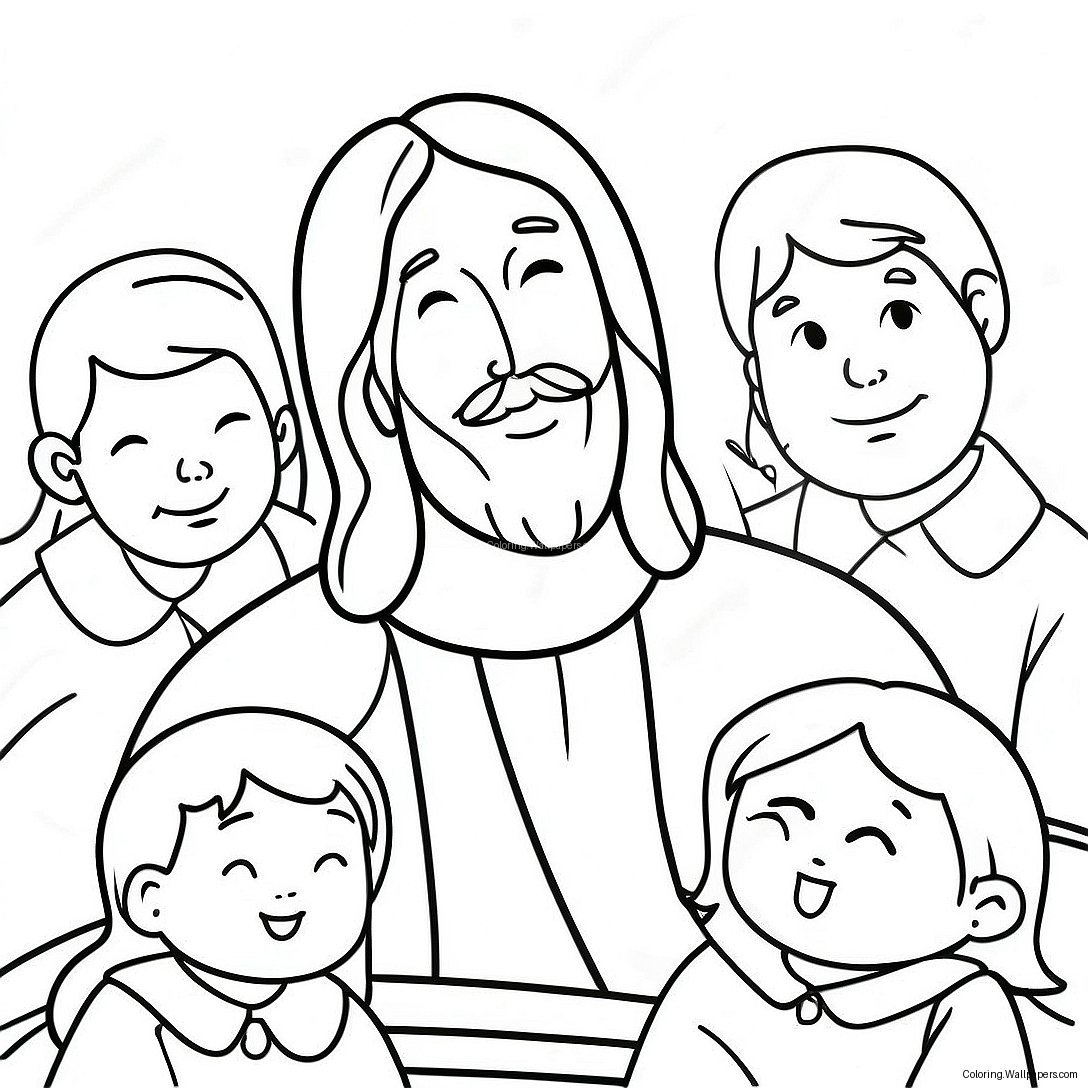 Página Para Colorear De Jesús Colorido Con Niños 44387