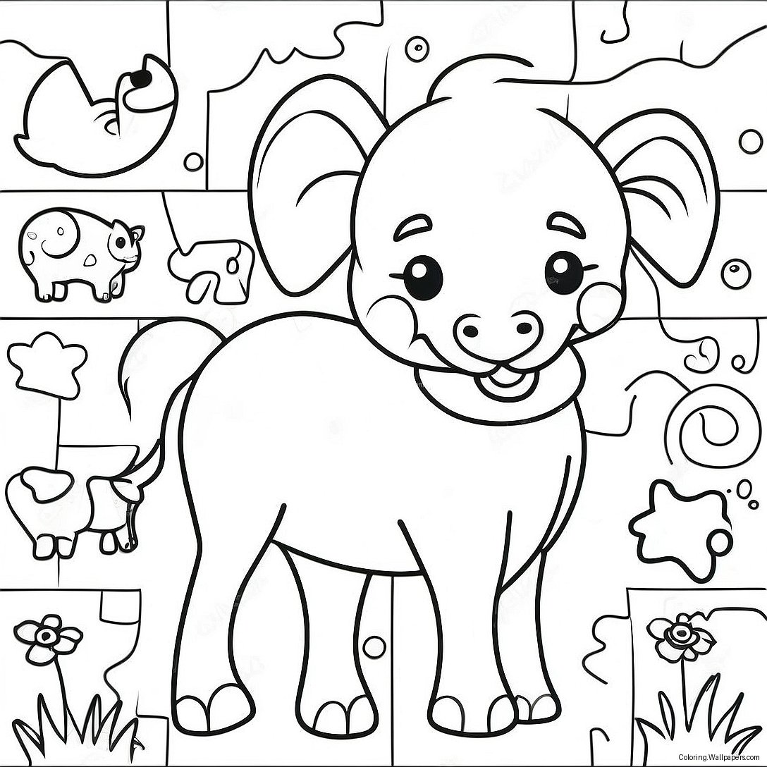 Colorful Jigsaw Puzzle Animals Coloring Page 23194