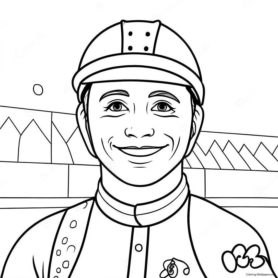 Página Para Colorir De Jockey Colorido Com Um Sorriso Vencedor 45348