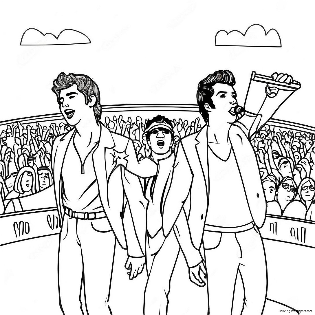 Colorful Jonas Brothers Concert Scene Coloring Page 33601