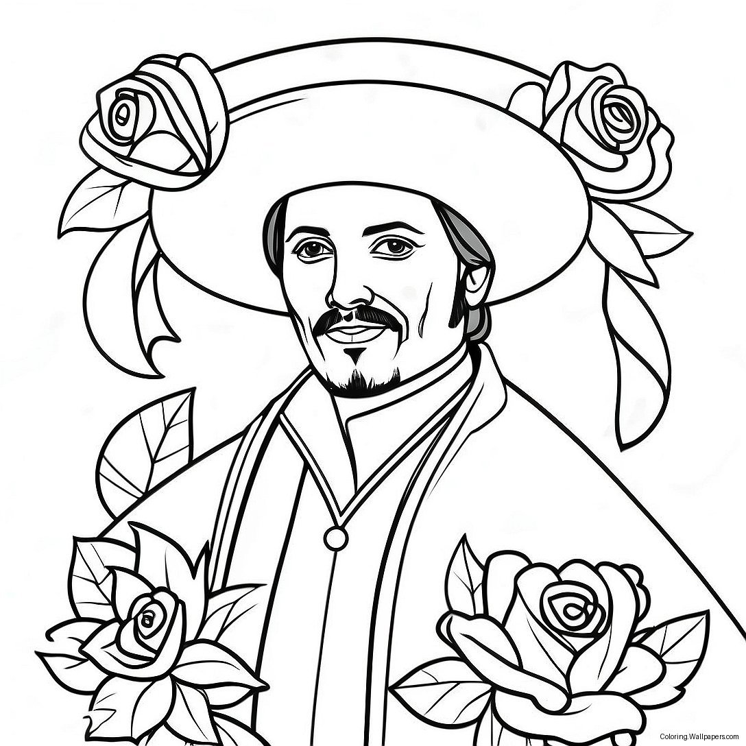 Colorful Juan Diego With Roses Coloring Page 46047