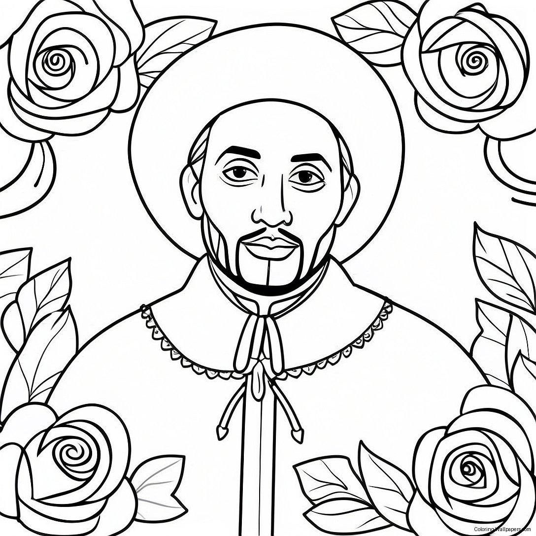 Colorful Juan Diego With Roses Coloring Page 46048