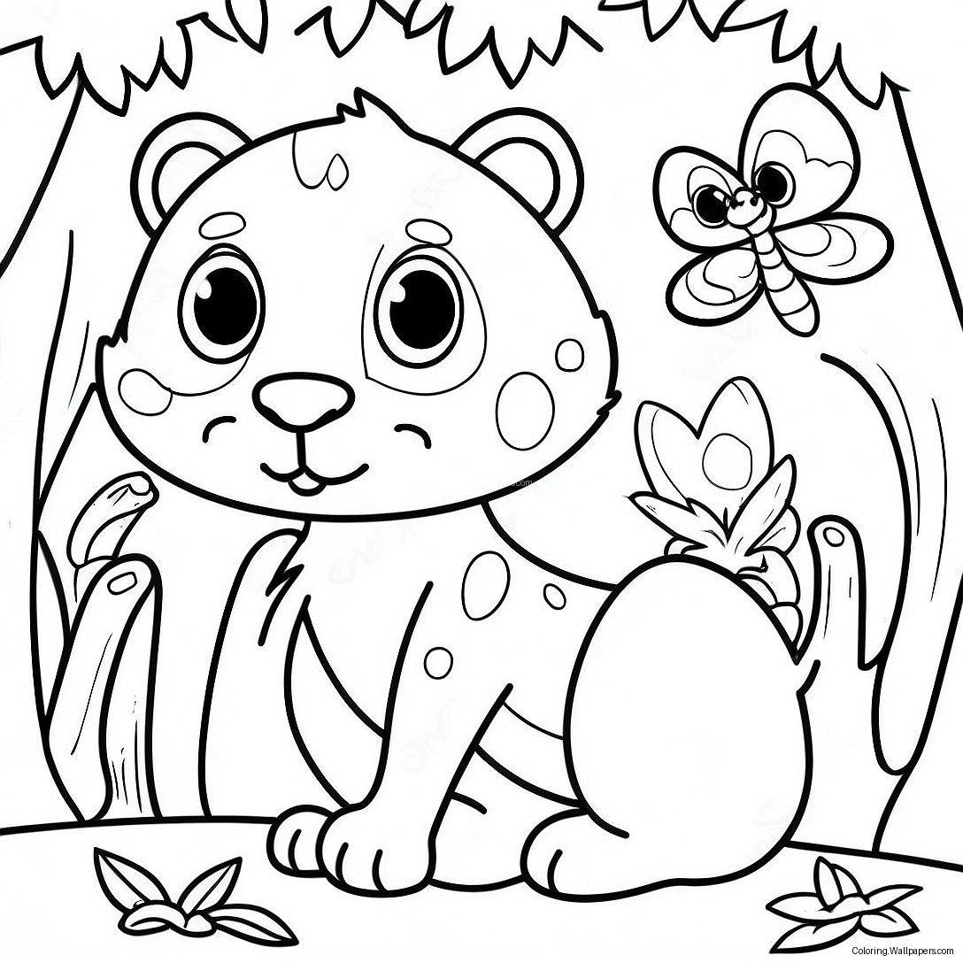 Colorful Jungle Animals Coloring Page 49043