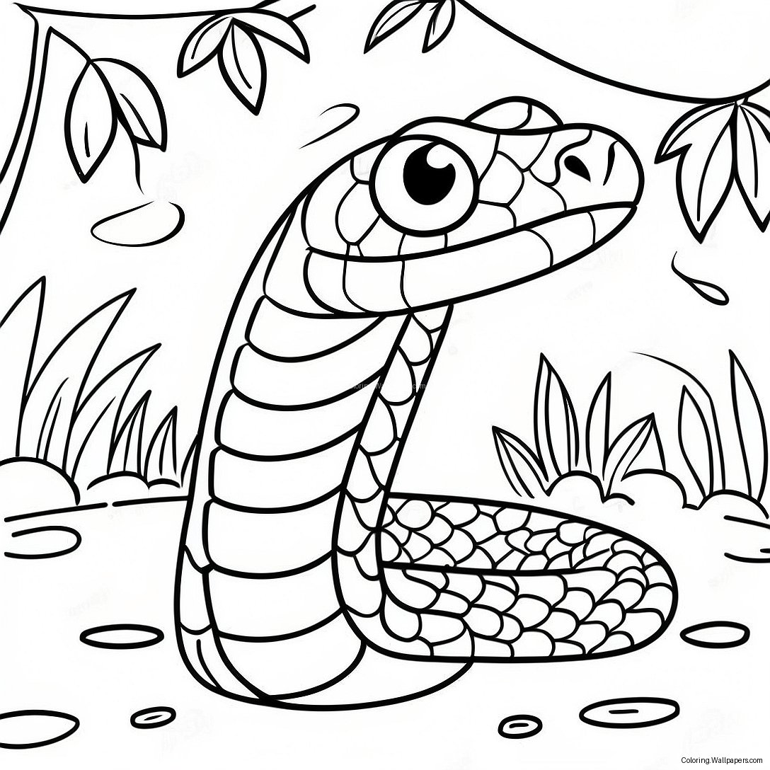 Colorful Jungle Snake Coloring Page 3745