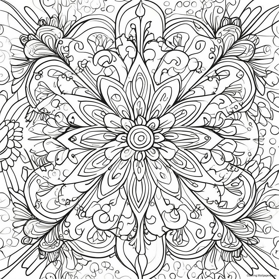 Colorful Kaleidoscope Patterns Coloring Page 24189