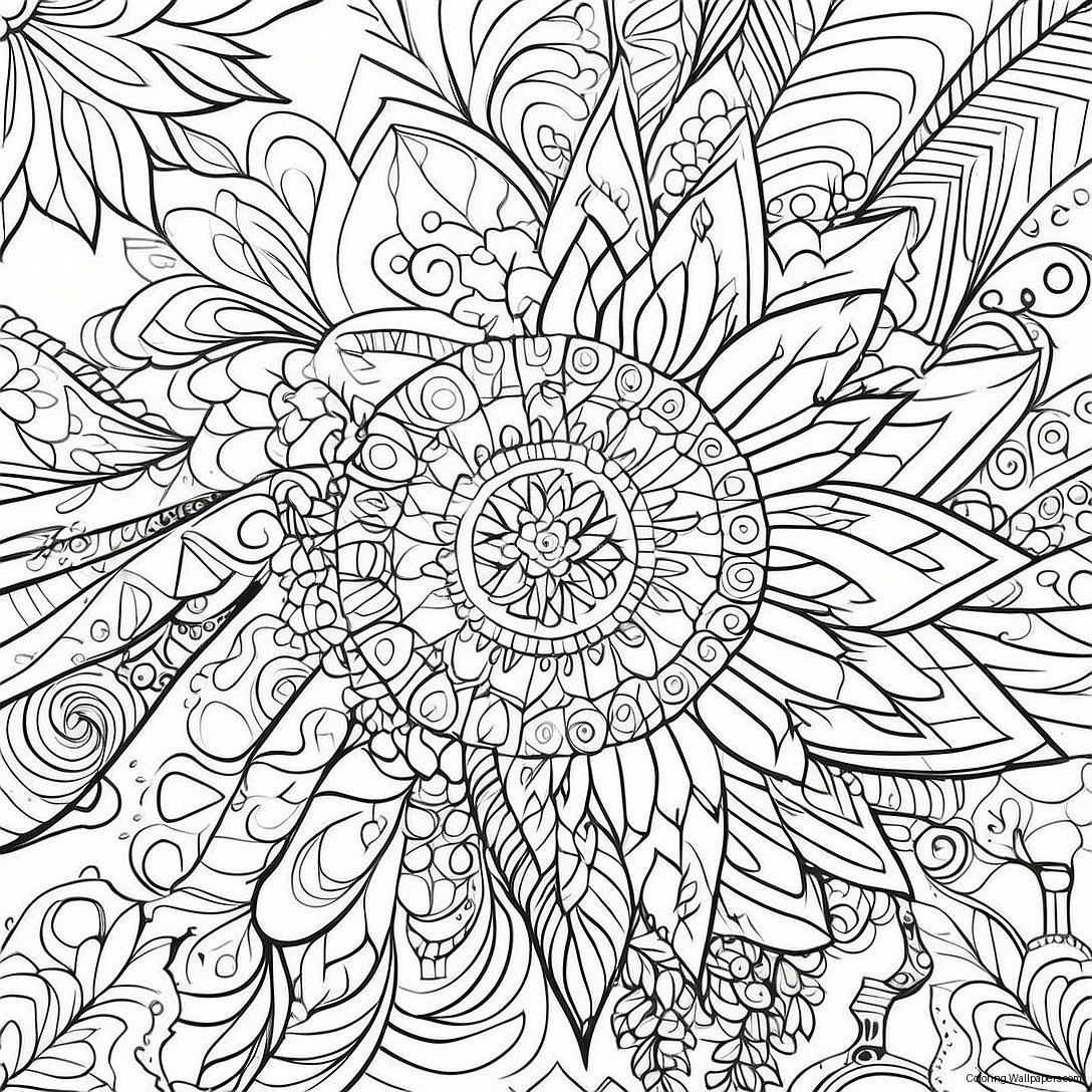 Colorful Kaleidoscope Patterns Coloring Page 24192