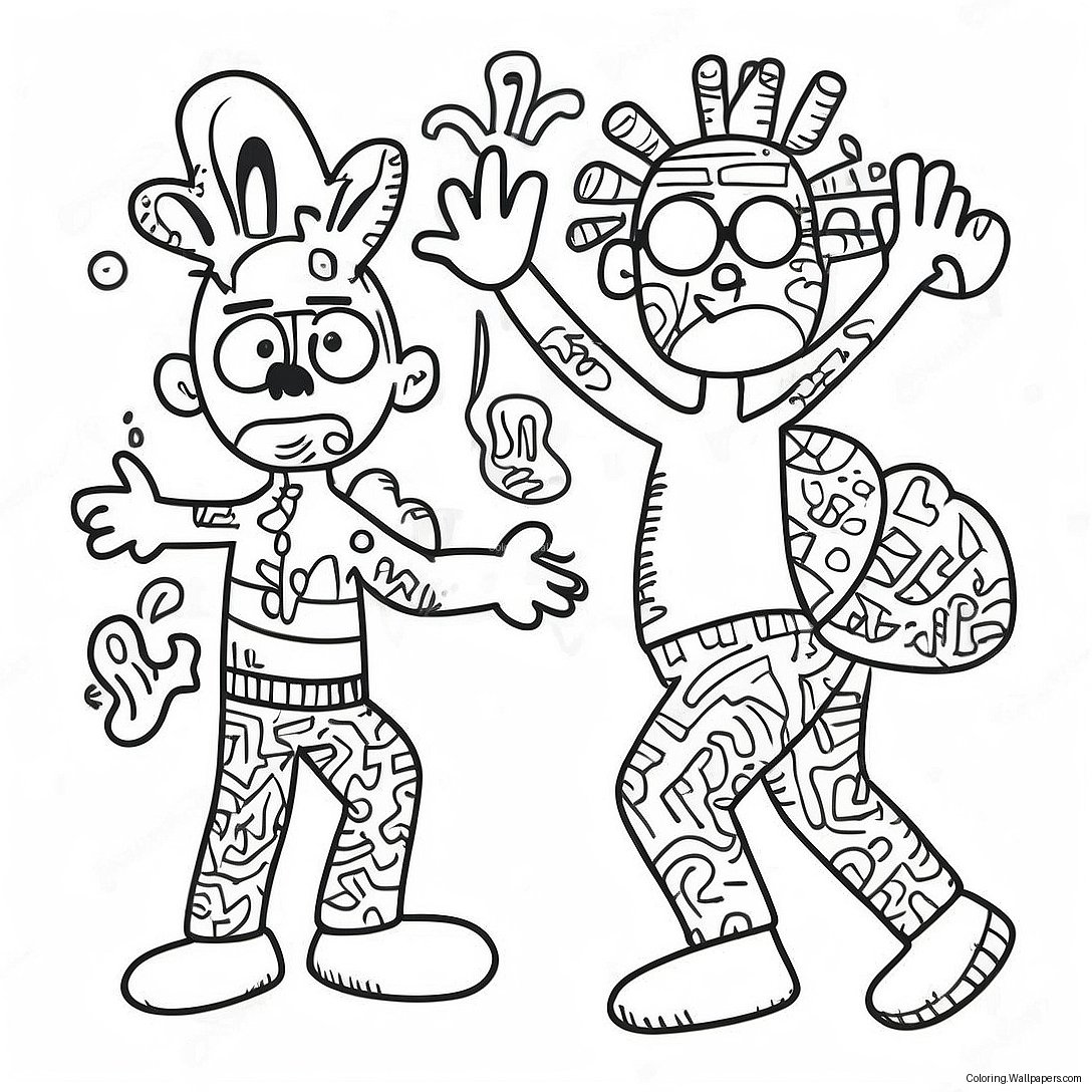 Página Para Colorear De Personajes Coloridos Al Estilo De Keith Haring 11565