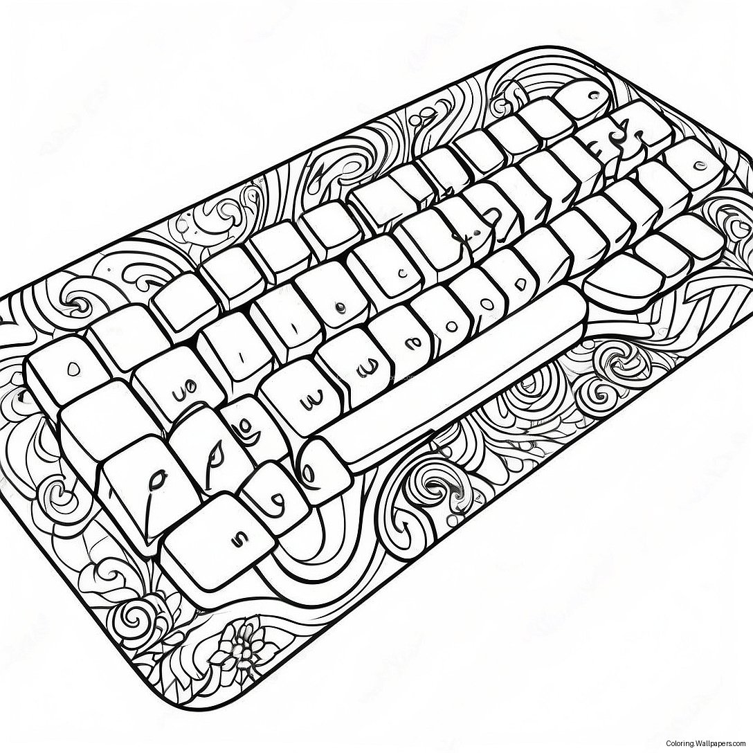 Fargerikt Tastatur Med Musikalske Noter Fargeleggingsark 49030