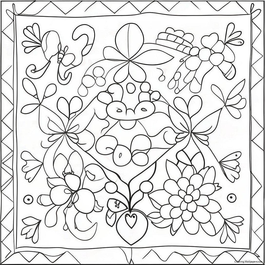 Colorful Kindergarten Quilt Coloring Page 43386