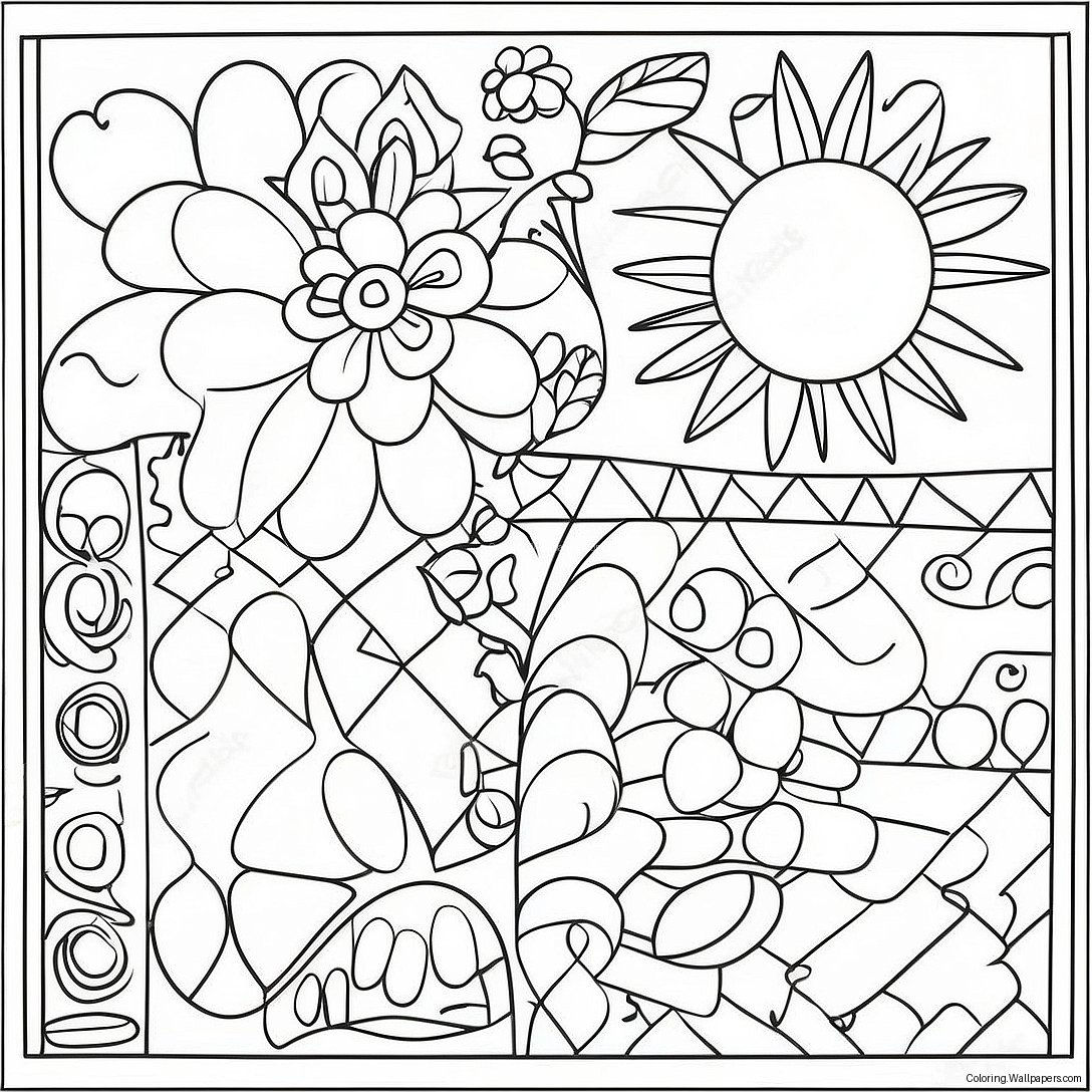 Colorful Kindergarten Quilt Coloring Page 43388