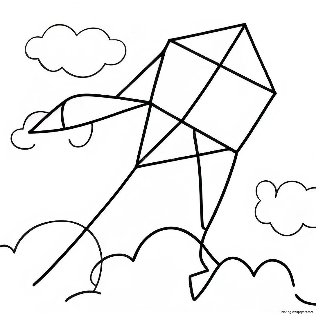 Colorful Kite Flying In The Sky Coloring Page 8924