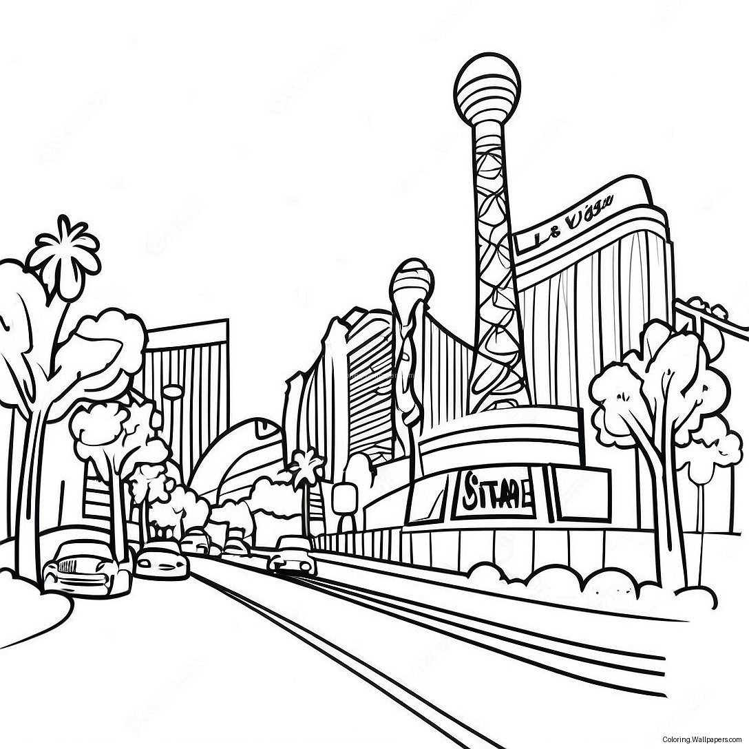 Colorful Las Vegas Strip Coloring Page 33164