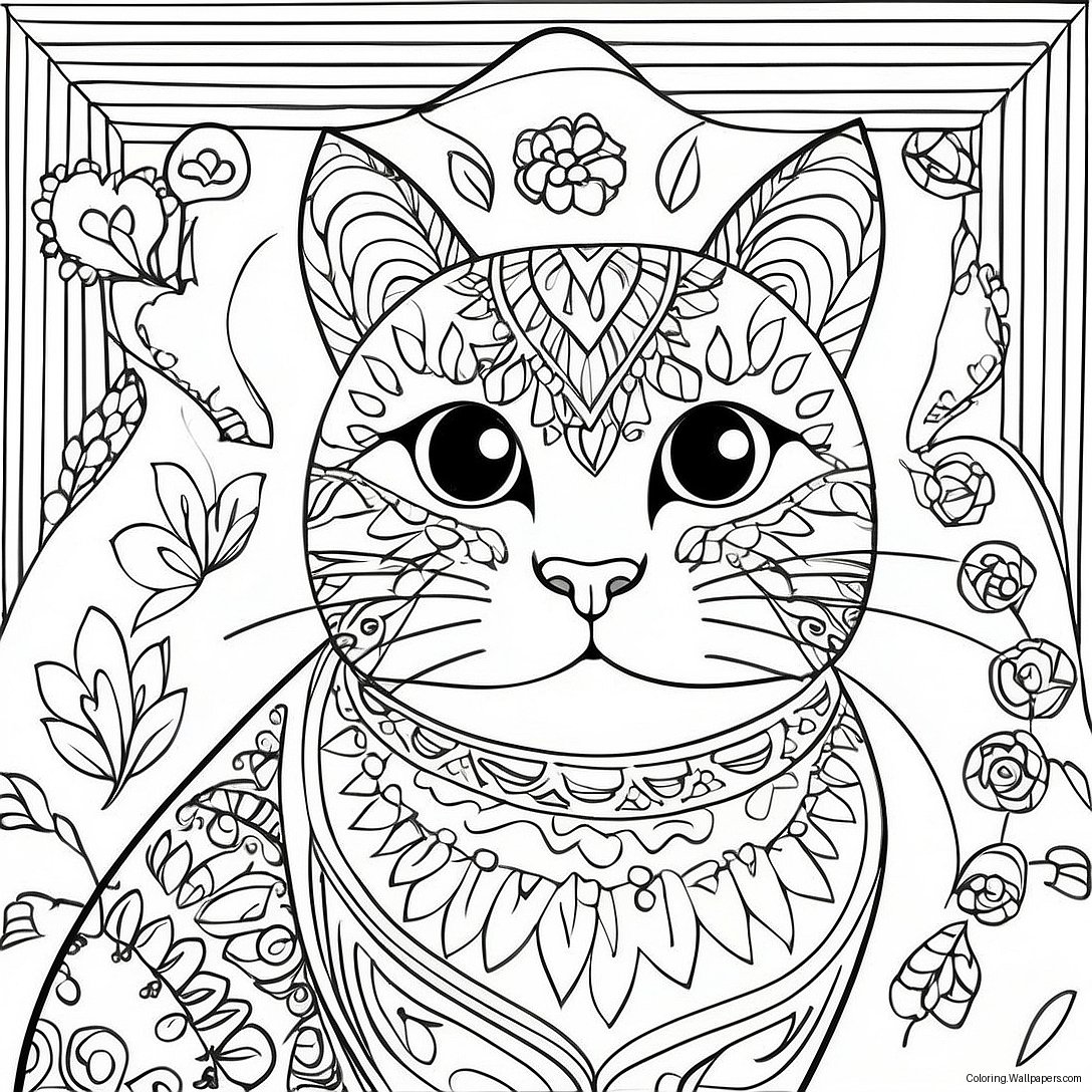 Farverig Laurel Burch Kat Farvelægningsside 57240