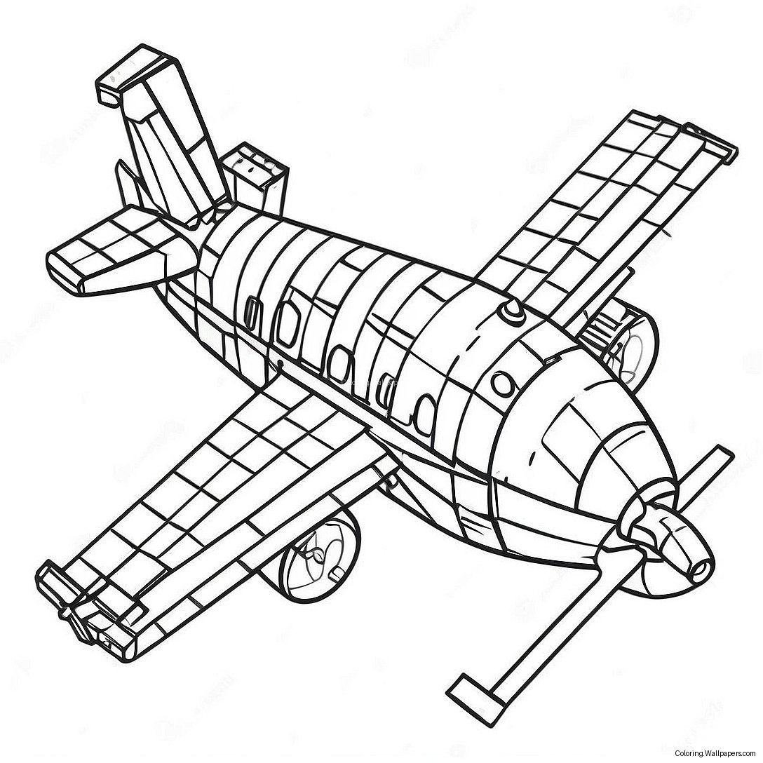 Colorful Lego Airplane In Flight Coloring Page 53952