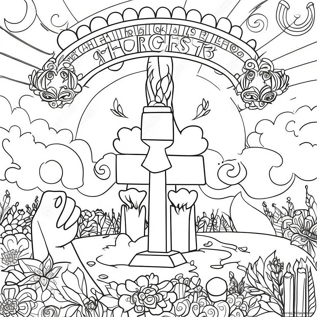 Colorful Lord's Prayer Illustration Coloring Page 41347