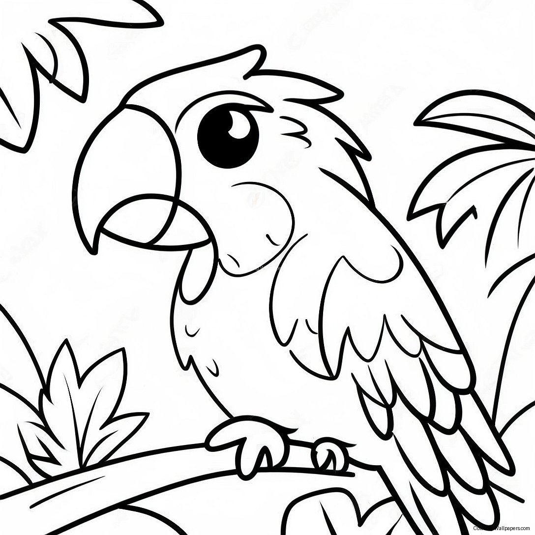 Colorful Macaw In Tropical Jungle Coloring Page 19913