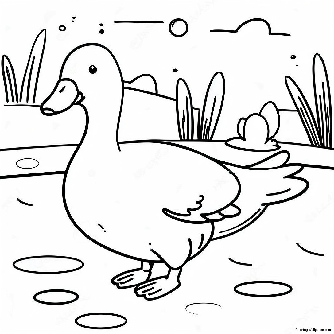 Page À Colorier D'un Canard Colvert Coloré Dans Un Étang 35274