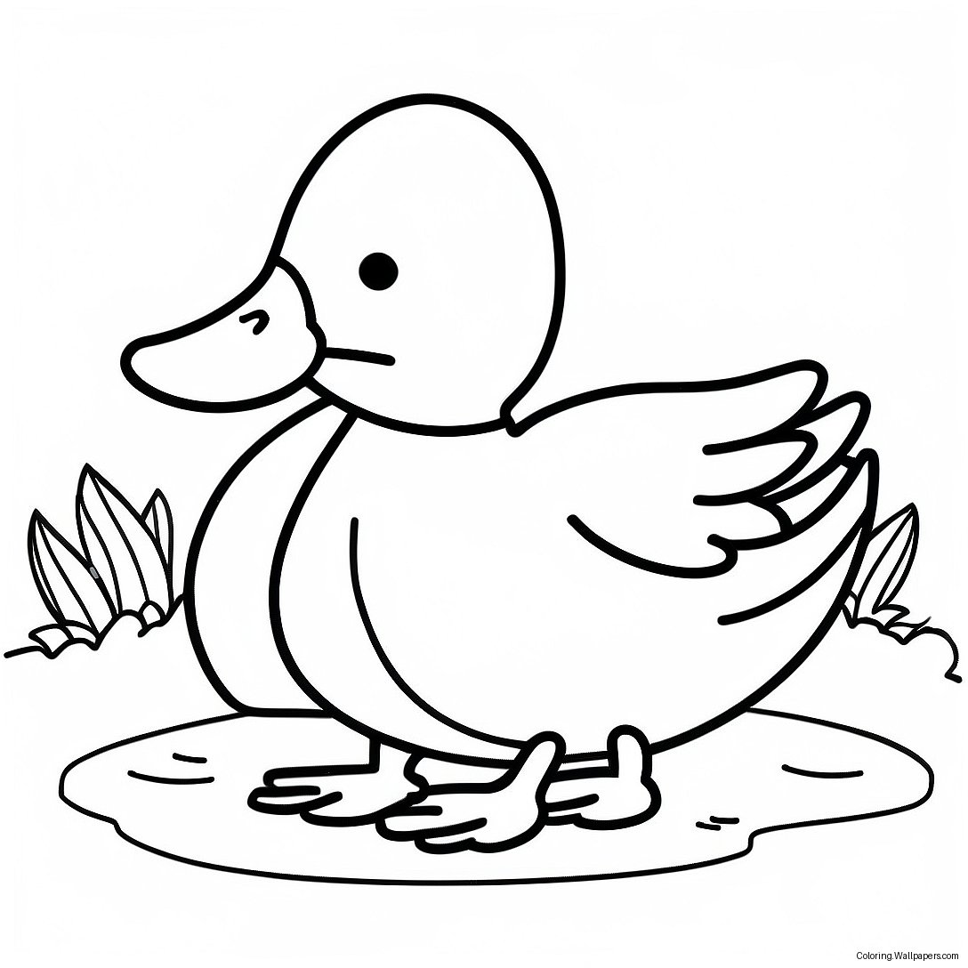 Página Para Colorear De Un Pato Mallard Colorido En El Estanque 35275