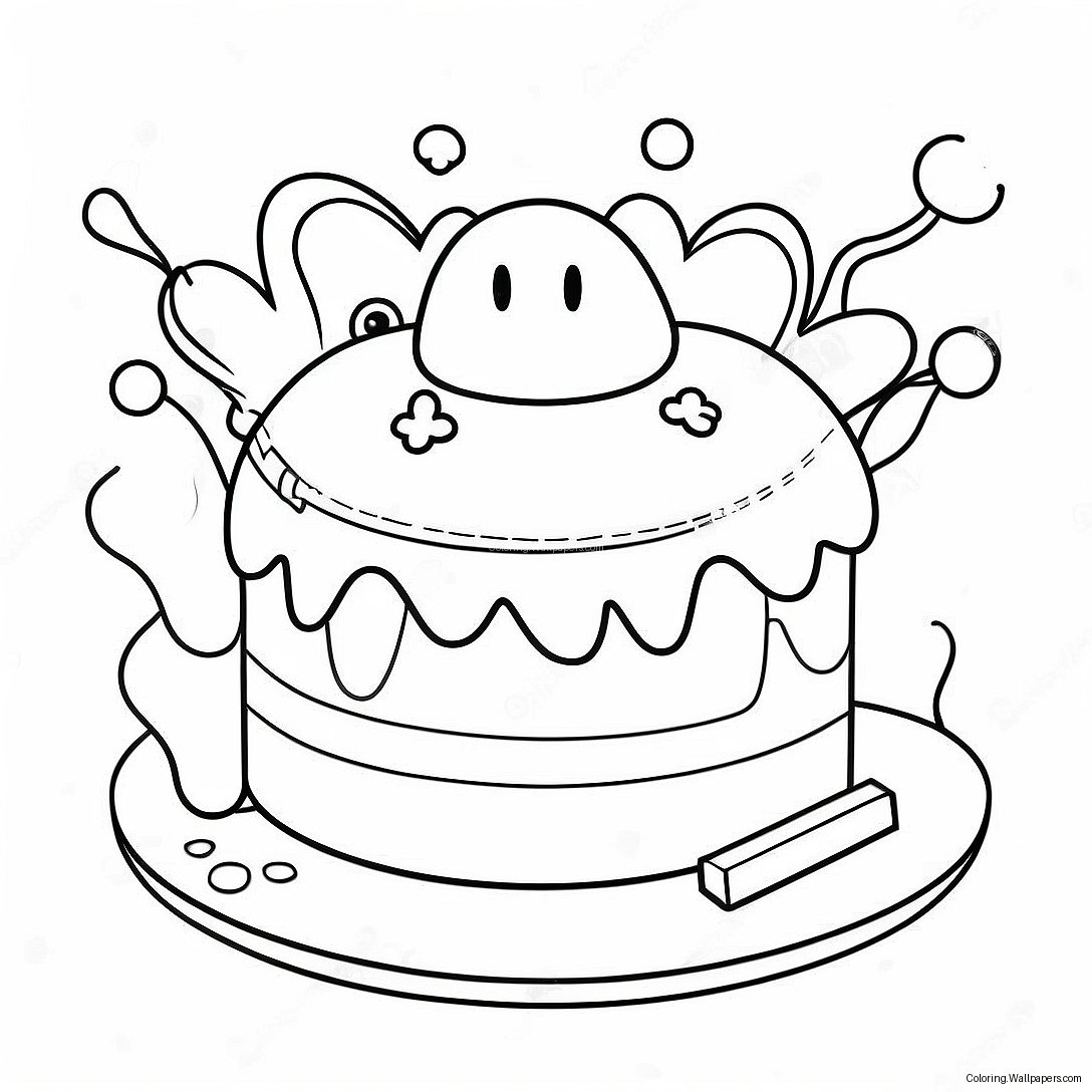 Colorful Mario Birthday Cake Coloring Page 12322