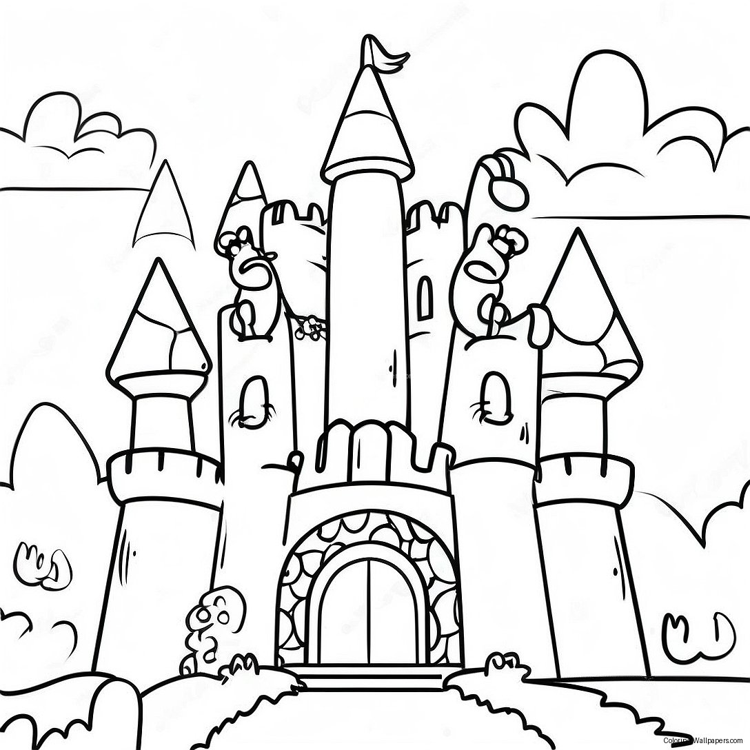 Colorful Mario Castle Adventure Coloring Page 48189