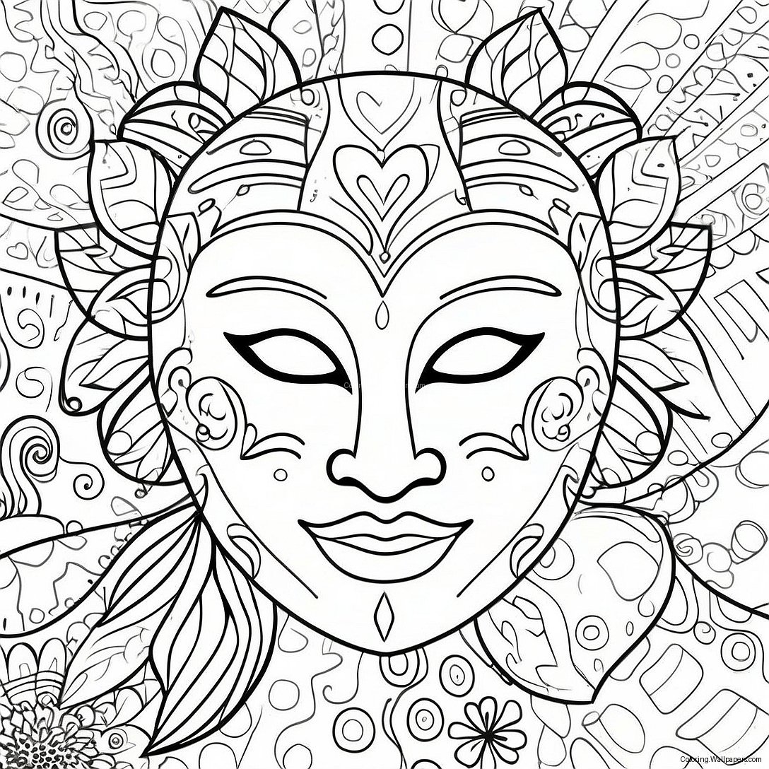 Colorful Mask Coloring Page 8153