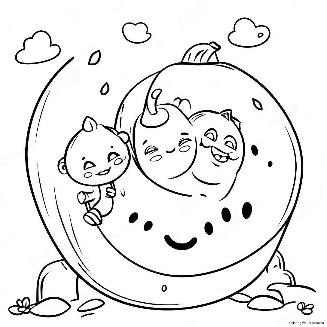 Colorful Melon Playground Characters Coloring Page 41077