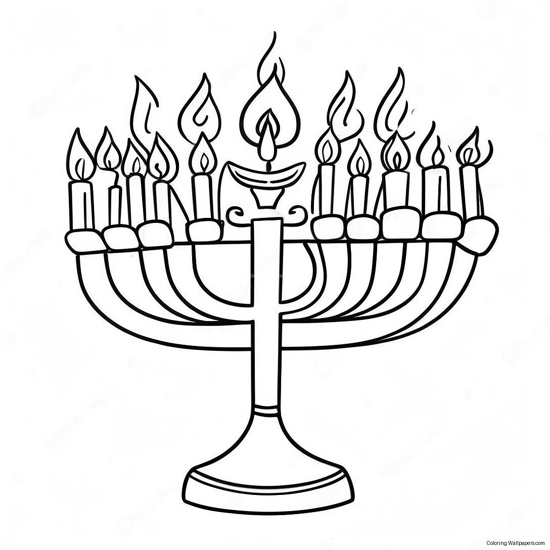 Farverig Menorah Farvelægningsside 4281