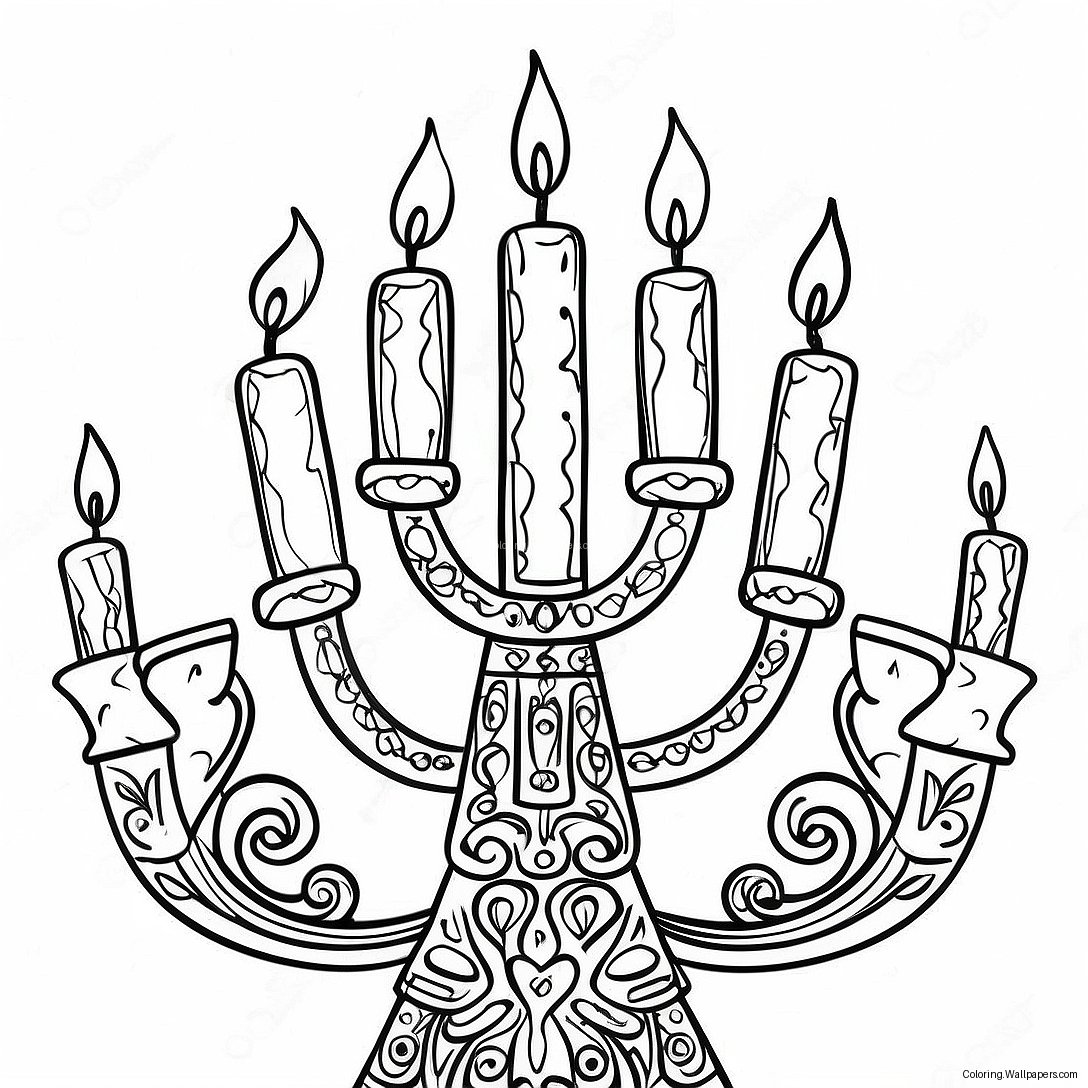 Färgglad Menorah Färgläggningssida 4283