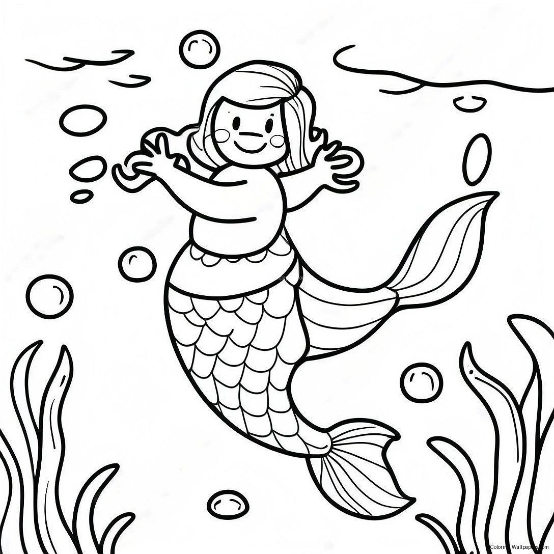 Colorful Merman Underwater Scene Coloring Page 21741