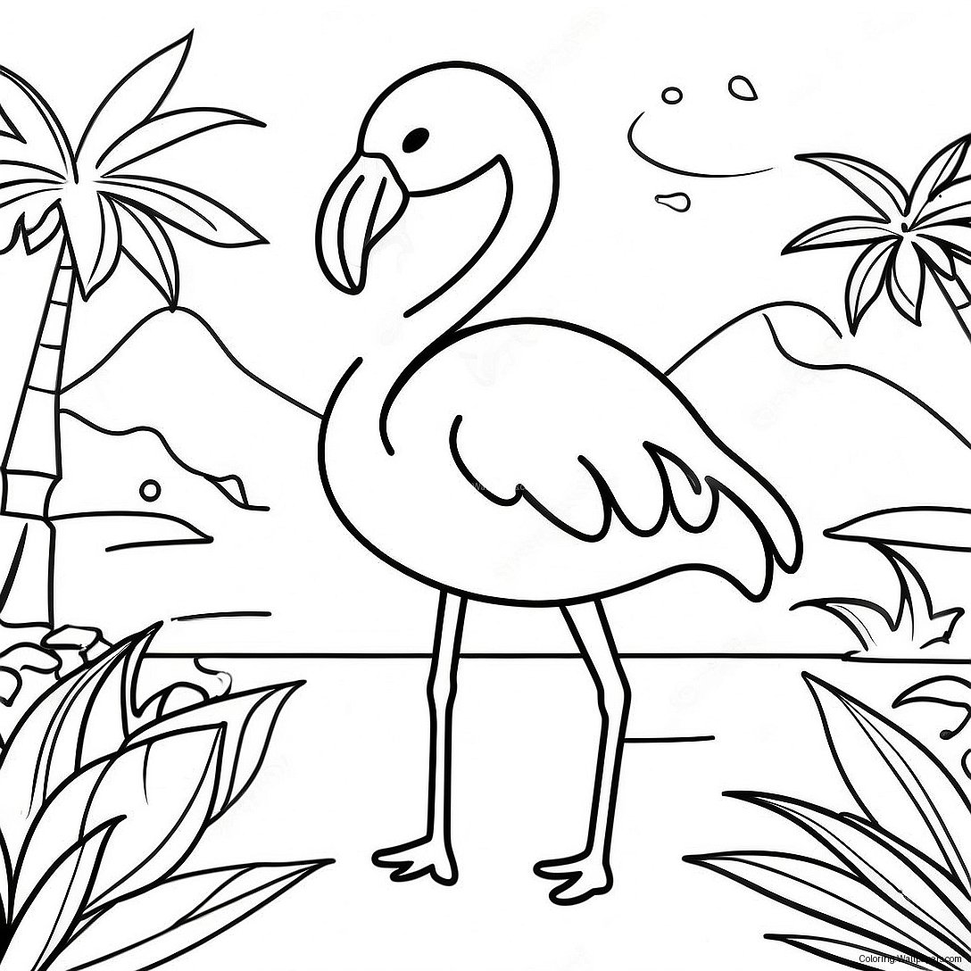 Colorful Miami Flamingo Coloring Page 32781