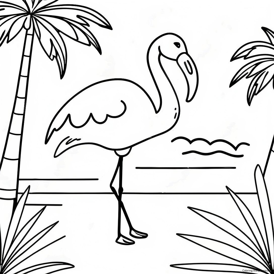 Colorful Miami Flamingo Coloring Page 32784