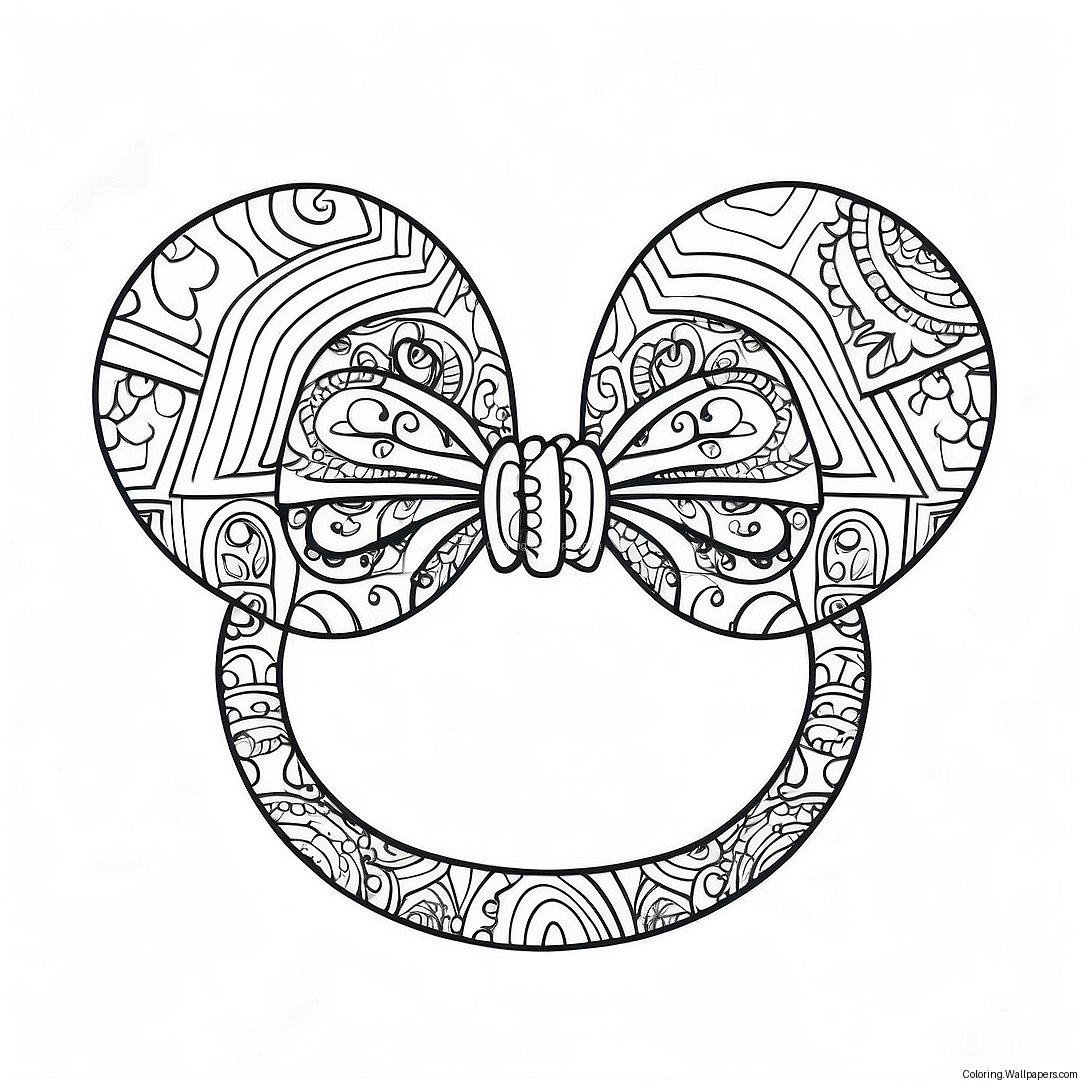 Colorful Mickey Ears With Bow Coloring Page 44253