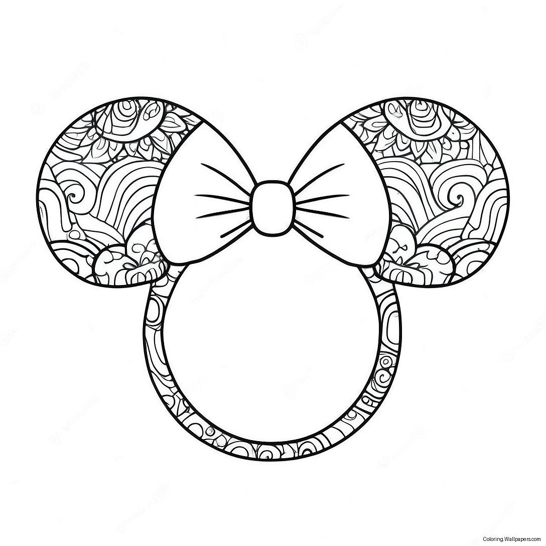 Colorful Mickey Ears With Bow Coloring Page 44255